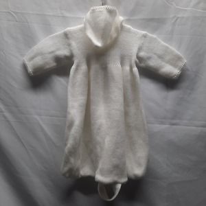 RN Custom Knit creamy white & ribbon car seat hooded baby sack see measurements